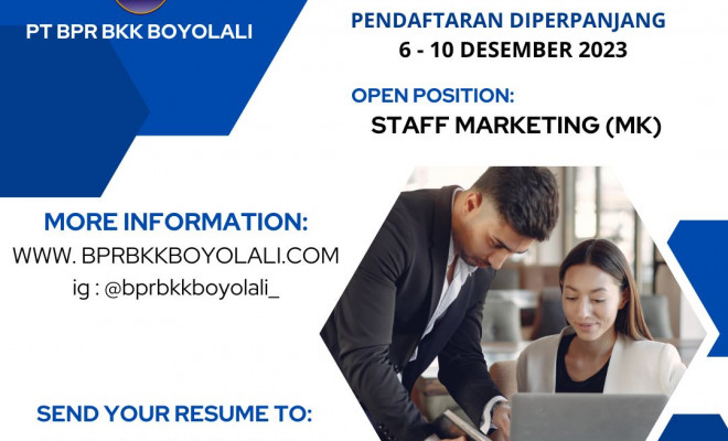 PENGUMUMAN PERPANJANGAN SELEKSI CALON PEGAWAI PT BPR BKK BOYOLALI TAHUN 2023